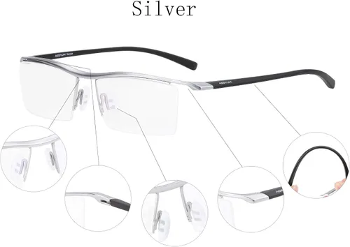 Vista 16 de Agstum Gafas de negocios sin montura de titanio puro, lentes transparentes