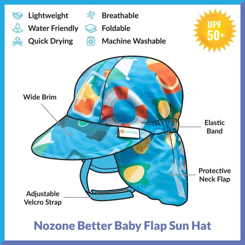Vista 3 de Nozone Better Baby - Sombrero de playa transpirable de ala ancha con correa ajustable, protección UPF 50+