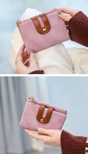 Vista 25 de AOXONEL Cartera pequeña de cuero plegable Rfid para mujer, con cremallera, bolsillo para tarjeta de identificación, delgada, compacta y delgada