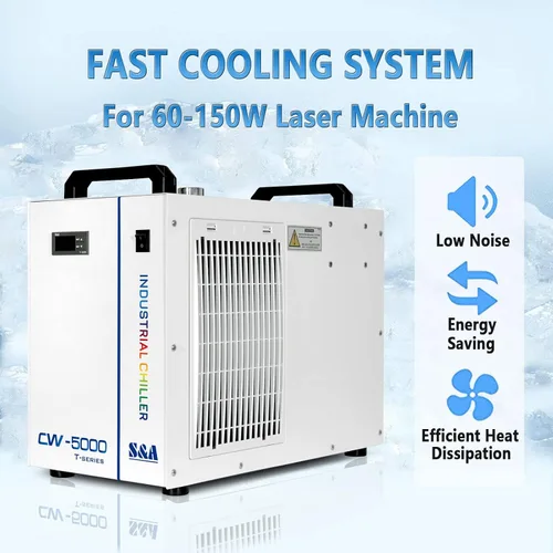 Vista 2 de S&A CW-5000 DG Enfriador de agua industrial 7L 1.14HP 2.64gpm sistema de refrigeración por agua para 40W 50W 60W 70W 80W 90W 100W CO2 grabado láser