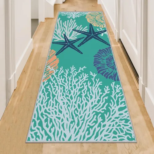 Vista 31 de Tritard Alfombra de área costera de 2 x 3 pulgadas - Pequeña alfombra plegable lavable a máquina, antideslizante, para entrada, alfombra de playa