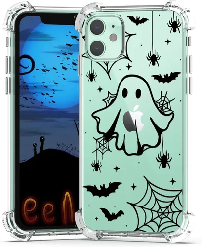Vista 9 de Funda de Halloween para Google Pixel 6A transparente con diseños de murciélagos fantasmas, funda para teléfono para niñas, elegante, delgada, a