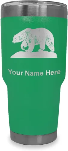 Vista 22 de LaserGram Vaso aislado al vacío de 20 onzas, oso polar, grabado personalizado incluido (negro)