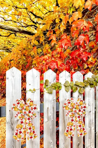 Vista 4 de Estivaux Cintas de otoño para manualidades y envoltura de regalos, borde con alambre de Acción de Gracias, color naranja, lazo de buralp natural