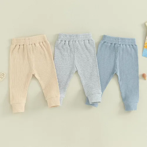 Vista 7 de 3Packs Unisex Baby Clothes Toddler Baby Boy Girl Joggers Pants Solid Drawstring Sweatpants Fall Winter Outfit