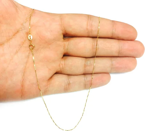 Vista 7 de Jewelry Affairs Collar de cadena estilo caja de oro macizo de 14 quilates, 0.024 in