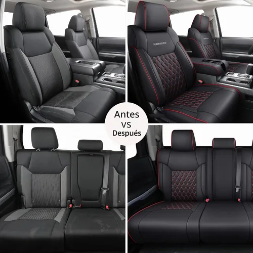 Vista 8 de Huidasource Fundas para Asiento de Tundra, Fundas de Asiento de Cuero Delantero y Trasero, Protector Impermeable para Asiento de Coche Adecuado