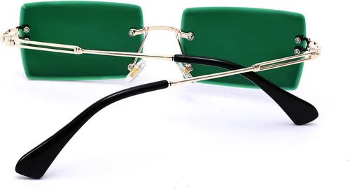Vista 63 de Gafas de sol rectangulares para hombres/mujeres, gafas de sol pequeñas sin montura cuadrada