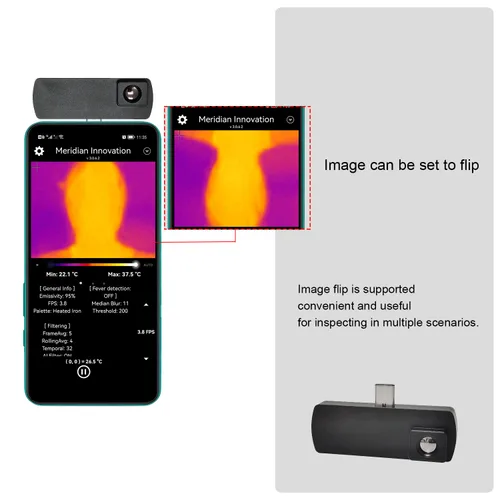 Vista 4 de Cámara infrarroja de la toma de imágenes térmicas para el teléfono inteligente, cámara del generador de imágenes del IR, 15FPS, USB Tipo-C