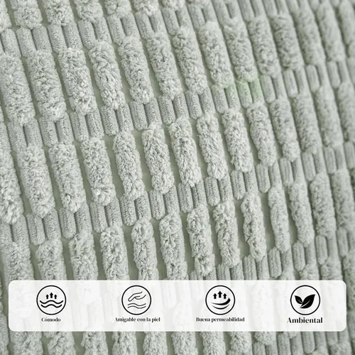 Vista 3 de Juego de 4 fundas de almohada decorativas de pana de 16 x 16 pulgadas Beige/Verde