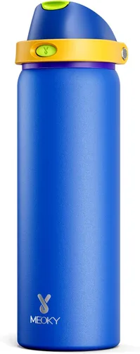 Vista 62 de Botella de agua de 24 onzas para el día de San Valentín: Botella de agua de acero inoxidable Meoky con popote y tapa de boquilla, a prueba de fugas