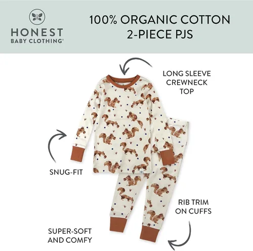 Vista 2 de HonestBaby Multipack 2-Piece Pajamas Sleepwear PJs 100% Organic Cotton for Infant Baby and Toddler Boys, Unisex