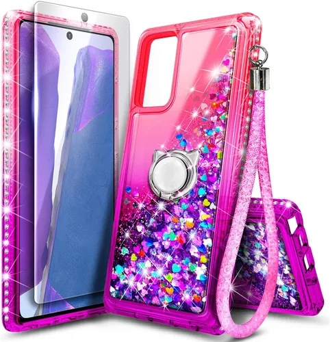 Vista 35 de NGB - Funda para teléfono Samsung Galaxy S9, color aguamarina/morado, bonita funda con purpurina líquida para mujeres y niñas, con protector