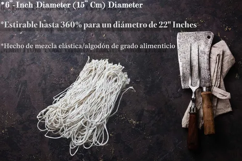 Vista 3 de Butchers Code Rotisserie - 50 lazos elásticos de algodón resistentes al calor Cordel de cerrojo para pollo, pavo, carne, asado, parrilla, uso