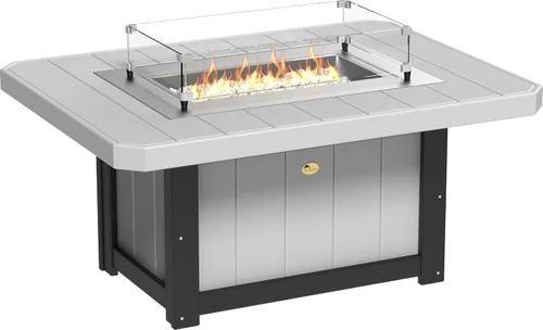 Vista 23 de LuxCraft Mesa rectangular de gas propano de 51 pulgadas para patio al aire libre con protector contra el viento de vidrio templado y cubierta