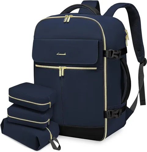 Vista 15 de LOVEVOOK: mochila de transporte de 40L, mochila de viaje para mujer con 3 cubos de embalaje