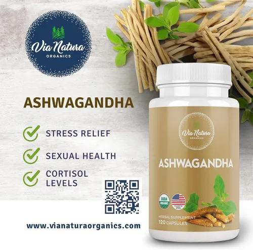 Vista 3 de Ashwagandha Cápsulas 1000mg Suplemento de hierbas orgánicas 120 cápsulas