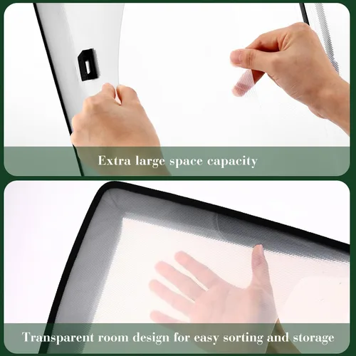 Vista 3 de Skyygemm Carpeta de archivos con asa, de plástico PP, transparente, A3, con borde de tela Oxford, impermeable, con cierre de botón, para oficina