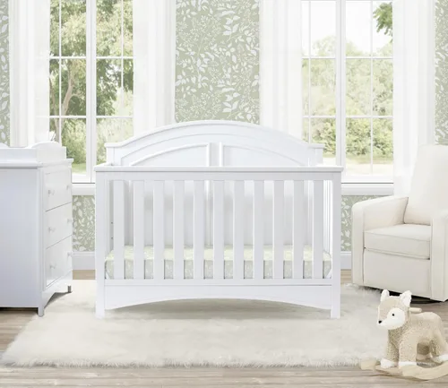 Vista 2 de Delta Children Perry, cuna convertible 6 en 1, con certificado Greenguard Gold, color blanco Bianca