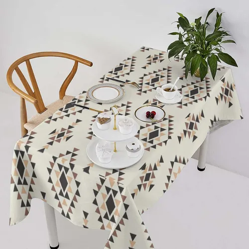 Vista 40 de Mantel azteca suroeste, diseño étnico tribal geométrico, estilo vintage, bohemio, elegante, lavable, para comedor, cocina, granja, fiesta