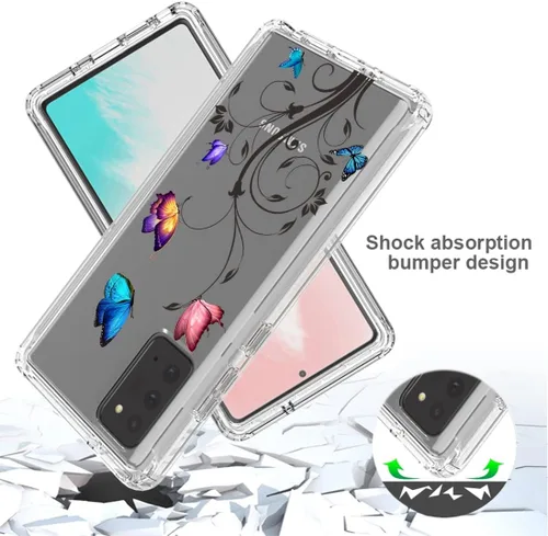 Vista 7 de Funda para Galaxy Note 20 5G, SM-N981U con protector de pantalla de vidrio templado, carcasa rígida de diseño floral de cuerpo completo + funda