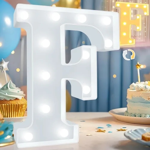 Vista 35 de Pooqla Letras con luces LED de marquesina, letras decorativas iluminadas en blanco cálido y blanco frío, letras del alfabeto iluminadas para niños