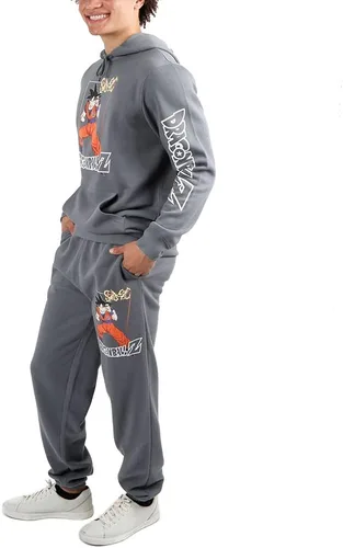 Vista 2 de Bioworld Combo de sudadera con capucha y pantalón deportivo Dragonball Z Charcoal, Negro