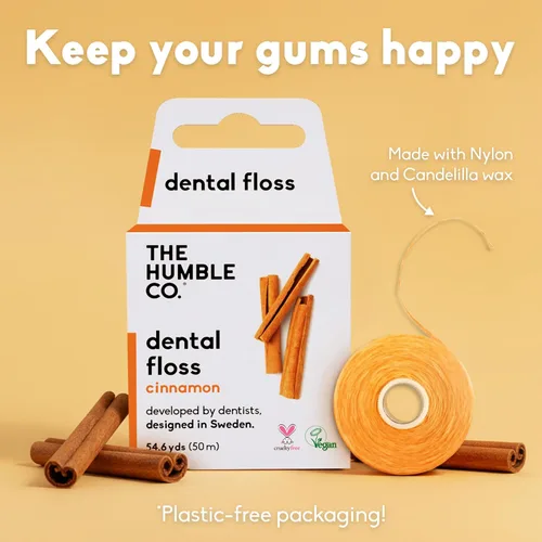 Vista 2 de The Humble Co - Hilo dental de canela, paquete de 4, hilo dental expandible vegano para adultos y niños, hilo dental no tóxico, grueso y expandible
