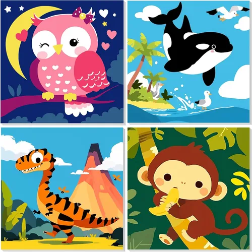 Vista 14 de EOBROMD Paquete de 4 kits de pintura enmarcada por números para niños, kits de pintura de insectos para niños de 4 a 8 a 12 años, pintura sobre