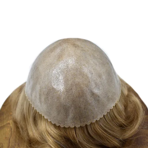 Vista 202 de Toupee para hombre 100% cabello humano real tupé para hombres 0.004 in piel de poliuretano para hombre, sistema de reemplazo de piezas de pelo
