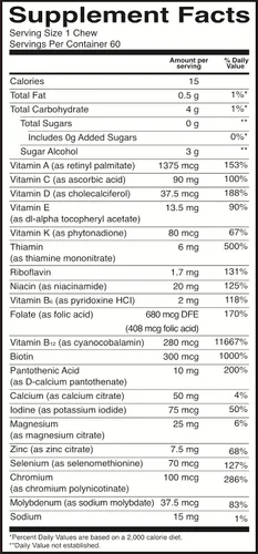 Vista 5 de BariatricPal Multivitamínico suave masticable sin hierro - Ponche de frutas (180 unidades)