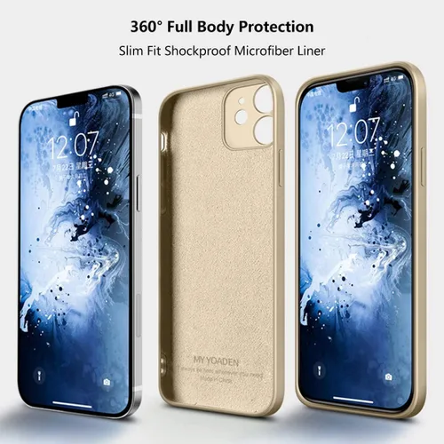 Vista 3 de Funda de silicona líquida compatible con iPhone 12 Mini de 5.4 pulgadas, antiarañazos y huellas dactilares, forro de microfibra a prueba de golpes