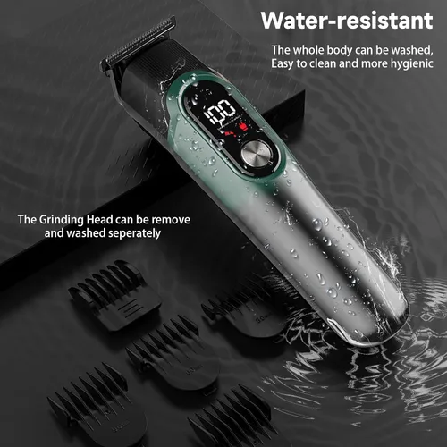 Vista 3 de Cortadora de barba para hombres, cortapelos para hombres, kit de afeitado 5 en 1 para cara, bigote, cuerpo, oído, nariz, cortapelos de peluquería