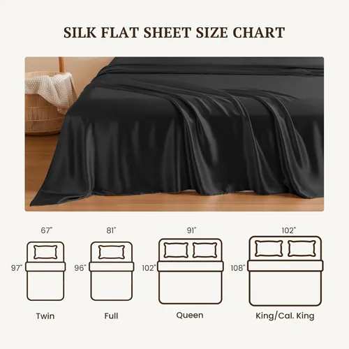 Vista 7 de THXSILK 1 sábana encimera de seda, 100% 6A+, seda de morera pura, ultra suave, duradera, refrescante, transpirable (individual, negro)