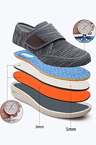 Vista 2 de Zapatos para diabéticos de ancho ancho ancho para hombre anciano, zapatos anchos para hombre, zapatos para caminar con cierre ajustable