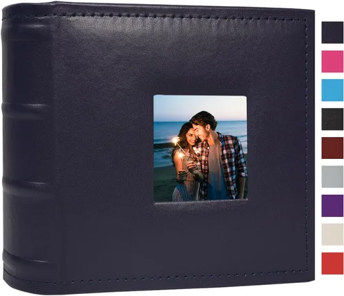 Vista 18 de Álbum de fotos pequeño de 4 x 6 pulgadas, 100 bolsillos con espacio de escritura, cubierta de cuero, libro de fotos con capacidad para fotos de 4 x