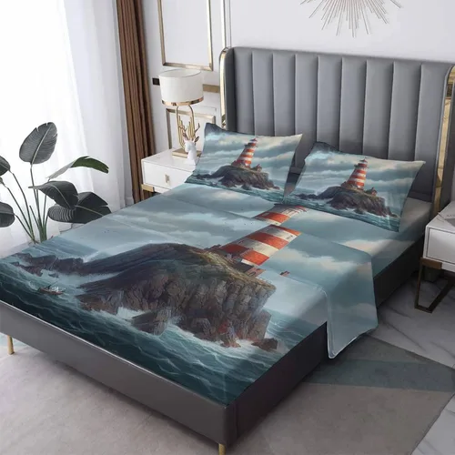Vista 21 de Juego de sábanas tamaño individual: sábanas y fundas de almohada, sábanas y fundas de almohada, microfibra suave y bolsillo profundo y patrón sin