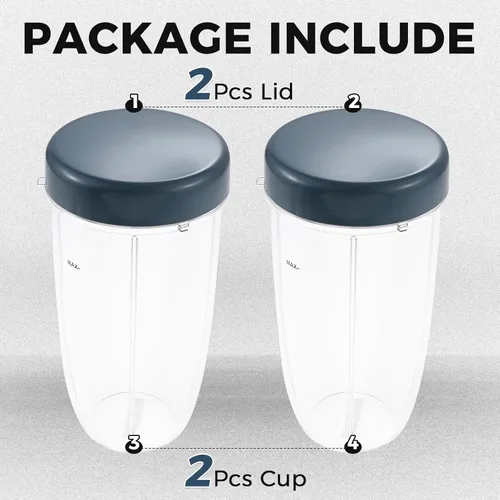 Vista 42 de Vasos de licuadora de repuesto para licuadora Nutribullet de 18 onzas con tapa, compatible con Nutribullet 600 W 900 W licuadora exprimidor
