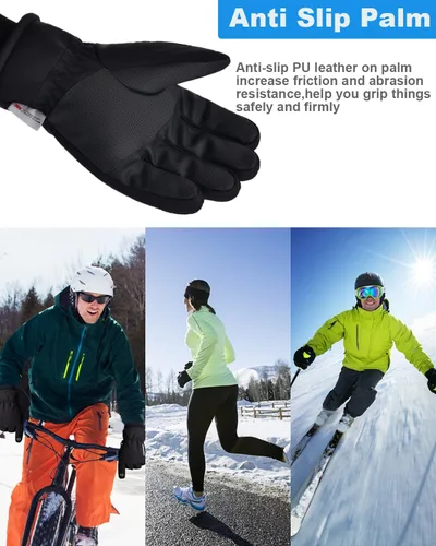 Vista 7 de Timepoch Guantes de invierno para hombres y mujeres, guantes cálidos para pantalla táctil, resistentes al viento, guantes térmicos, guantes de nieve