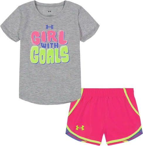 Vista 64 de Under Armour Conjunto de camiseta y pantalones cortos de manga corta de 2 piezas para niña Soft Fabric for Everyday Comfort, Breathable, Lightweight