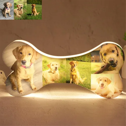 Vista 13 de Luz nocturna acrílica personalizada con foto de mascota, lámpara acrílica personalizada con nombre de perro, lámpara de hueso de foto de perro