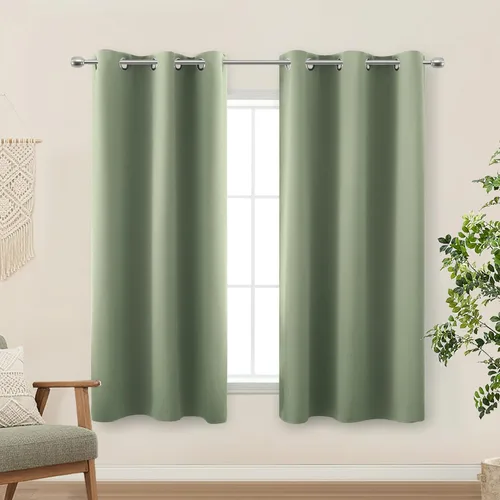 Vista 113 de KOUFALL Cortinas de Baño Aqua para Ventana, Juego de 2 Paneles Decoración Costera Cortinas Cortas Opacas para Ventana Pequeña de Cocina Puerta