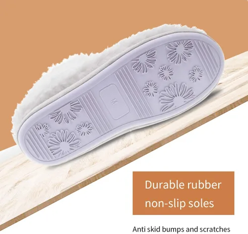 Vista 4 de Pantuflas de tobillo mullidas de forro polar sintético para mujer, cómodas y cálidas, con forro de felpa, suela antideslizante, para interiores