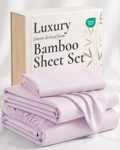 Vista 27 de Hotel Sheets Direct - Juego de sábanas 100% viscosa derivada de bambú tamaño individual - sábanas refrescantes con 1 funda de almohada 01-Blanco