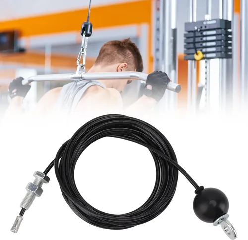Vista 7 de Sistema de polea de fitness resistente, cable ajustable, cuerda de alambre de acero, gimnasio, ejercicio en casa, color negro