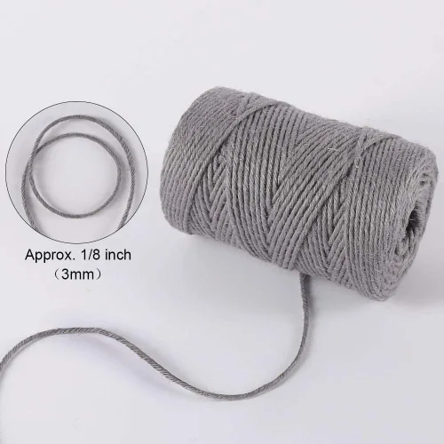 Vista 2 de Tenn Well Cordel de yute gris, cuerda de 328 pies de grosor de 0.118 in de grosor para envolver regalos, manualidades, embalaje, jardinería