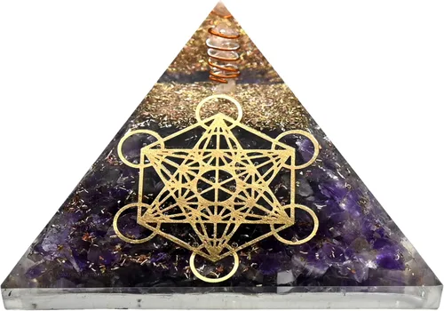 Vista 26 de Amazing Gemstone Pirámide de orgón de amatista para EMF y protección de energía negativa - Pirámide de cristal de amatista natural, Amatista