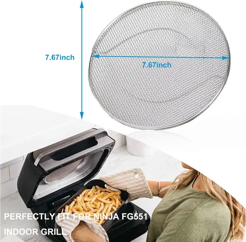 Vista 2 de Protector de salpicaduras de repuesto para freidora de aire Ninja Foodi FG551 Stainless Steel Splatter Screen Accessories for Ninja Foodi Smart XL