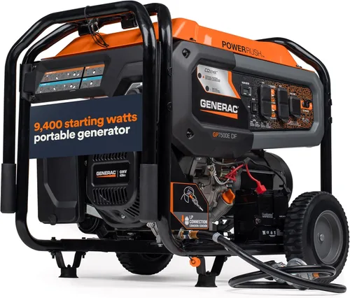 Vista 18 de Generac - Generador de gas portátil de 6,875 vatios de arranque, con EFI y kit de mango 5,500 Running Watts, Home Backup, RV Ready, Quiet, Long