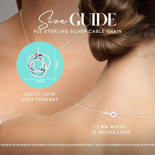 Vista 5 de Three Ring Sterling Silver Necklace Celtic Love Knot 18" Chain Gift from Mother In Law Wedding Gift